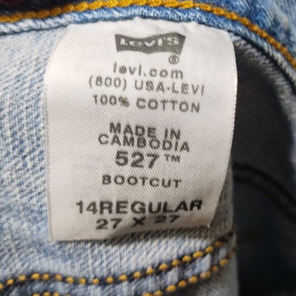 Levi's 527 Red Tab Light Wash Low Rise Boot Cut Jeans Sz 14 Reg 27 x 27 Teen - Picture 7 of 8